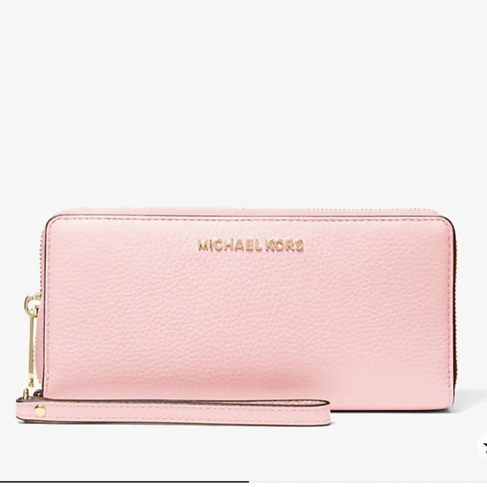MICHAEL KORS Jet Set Travel Lg Pebbled Leather Continental Wristlet Wallet NWT